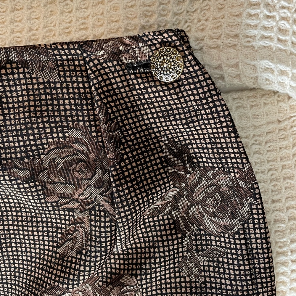 Rose Patterned Wrap Skirt with Concho Detailing